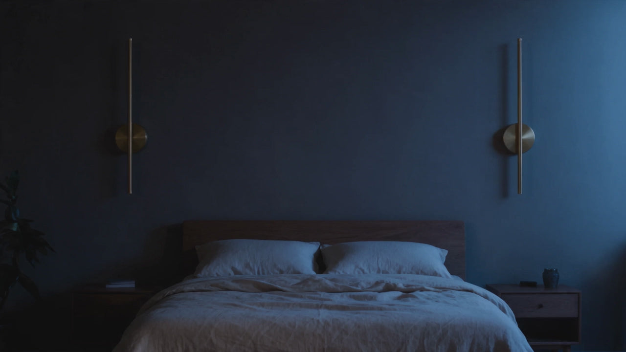Applique murale AIMÉ qui s'allume le soir dans une chambre